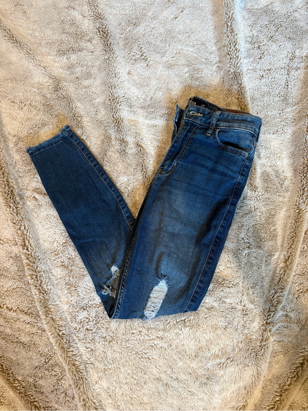 Hollister Dark Blue Ripped Skinny Jeans